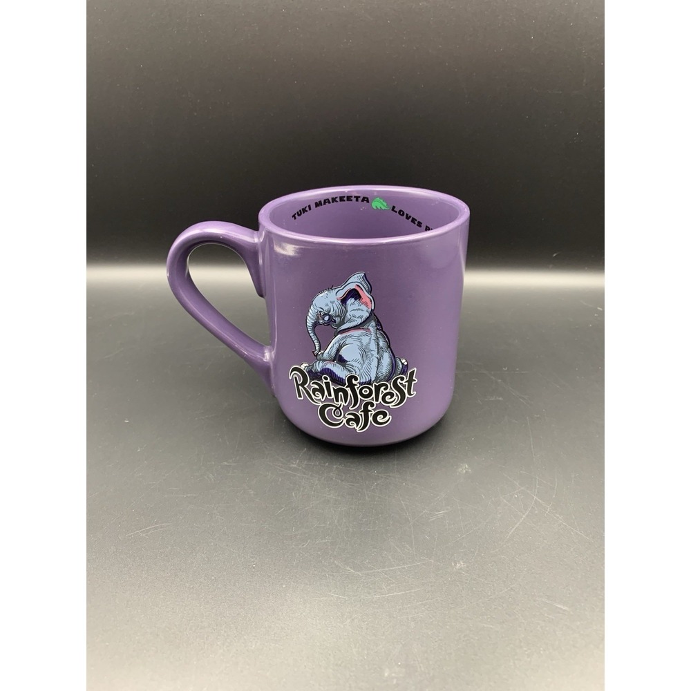 Rainforest Cafe TUKI MAKEETA Elephant Purple 16 OZ. Ceramic Coffee Mug VTG 2000